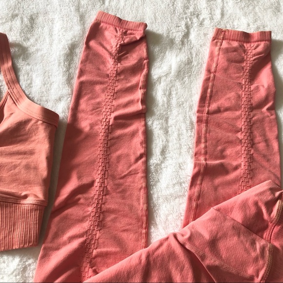 Free People Pink Scoop Neck Good Karma Bra and High Rise Leggings Set - Picture 4 of 9